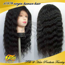 Indian Remy Hair Natural Color Deep Wave Silk Base Full Lace Wig